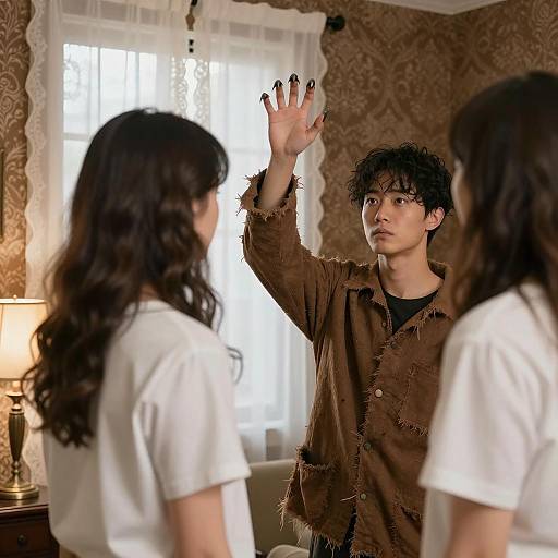 Dramatic Encounter in Vintage Room