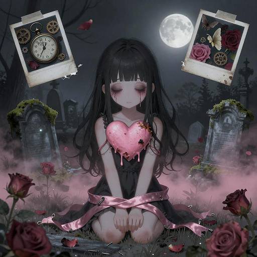 Moonlit Kawaii-Gothic Undead Rose Cemetery