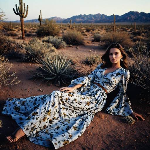 Fashion Model Reclining in Desert