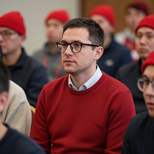 Man in Red Sweater in Crowd