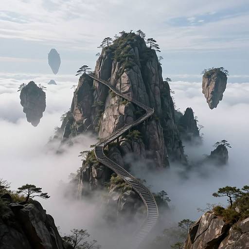 Surreal Floating Mountain Staircases