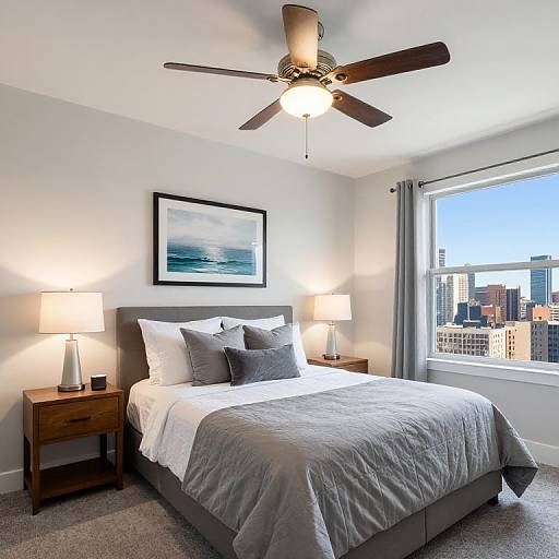 Bright Modern Bedroom with City View