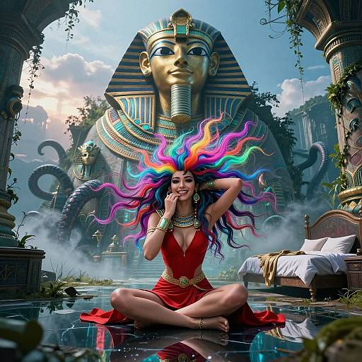 Ancient Egyptian Underwater Cyberpunk Scene