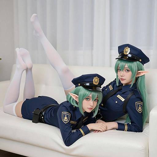 Anime Elf Police Duo on Couch
