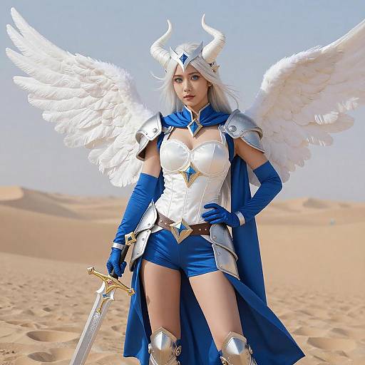 Fantasy Angel Warrior Cosplay in Desert