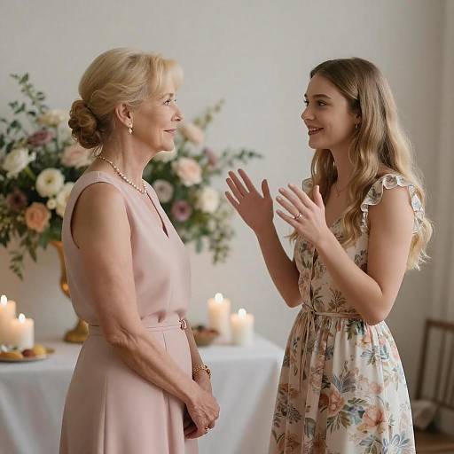 Two Women Conversing Indoors