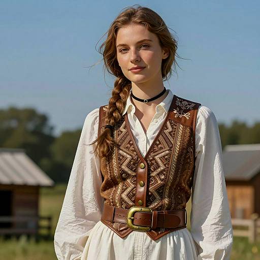 Elegant Cowgirl Portrait in Nature