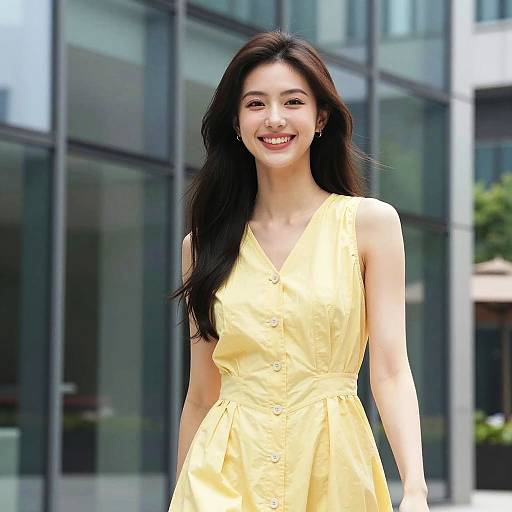 Cheerful Young Woman in Urban Setting