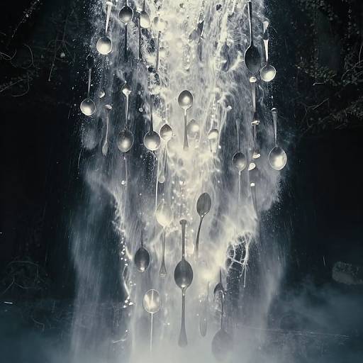 Photograph of a dazzling, white, spherical light installation suspended in a dark, misty background, creating a futuristic, ethereal atmosphere.