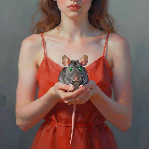 Surreal Woman with Mouse Illustration
