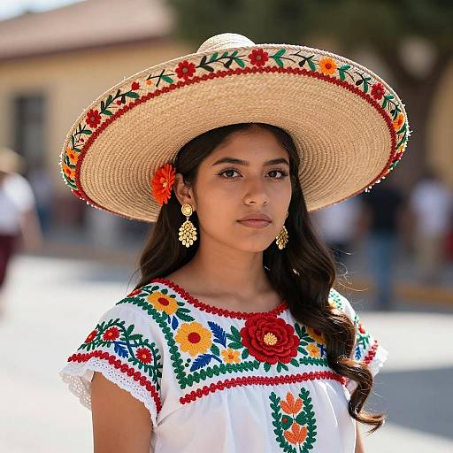 Photorealistic Mexican Traditional Dress Portrait