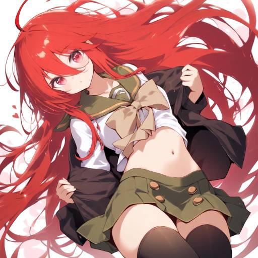 Red-Haired Schoolgirl with Long Hair