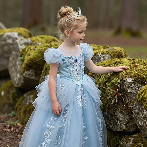 Young Girl in Light Blue Princess Dress with Tiara