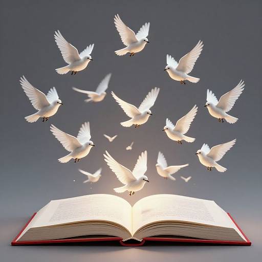 Glowing Book Releasing White Birds