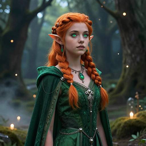 Braided Orange-Haired Elf Portrait