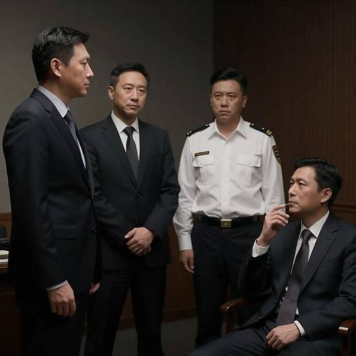 Gathering of Men in Dim Light