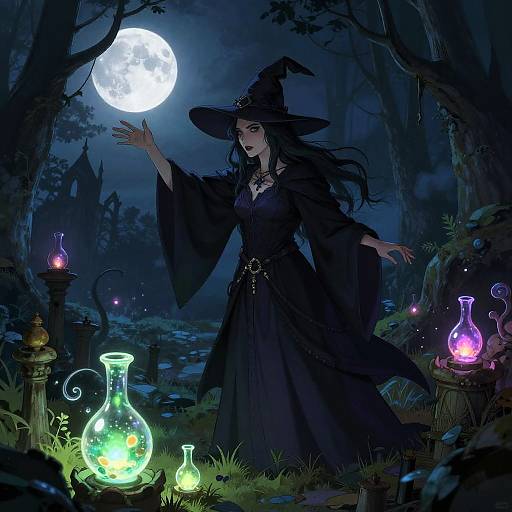 Mysterious Witch Casting Spells