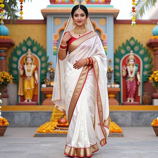Graceful Bride in Traditional Haldi Saree