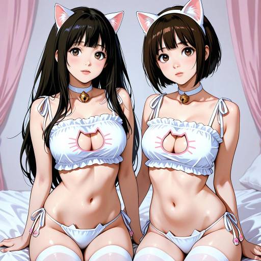 Cute Girls in Playful Cat Lingerie