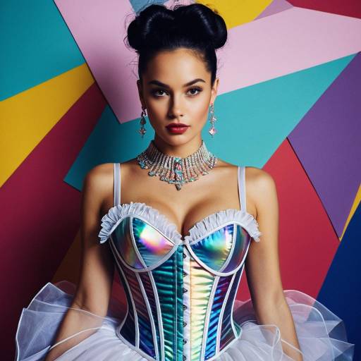 Glamorous Woman in Iridescent Corset