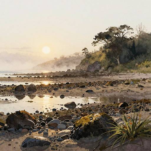 Secluded Cove Watercolor Sketch