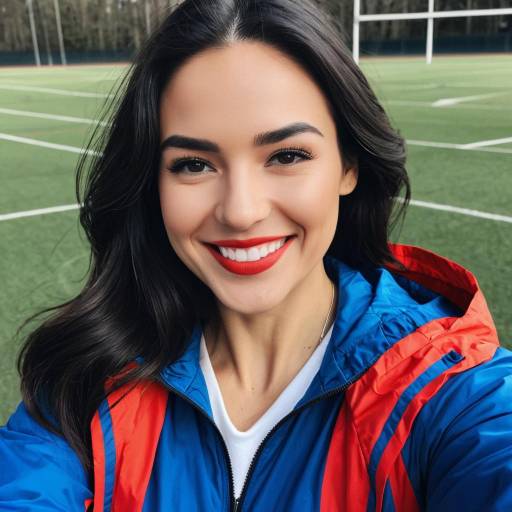 Smiling Female Coach Wearing Bright Windbreaker