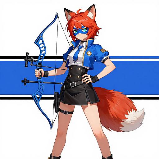 Confident Fox Girl with Bow Illustration