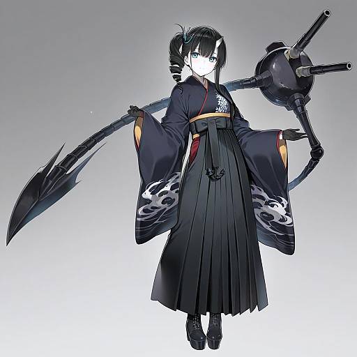 Illustration of Ancient destroyer oni, kantai collection in the style of Yuran