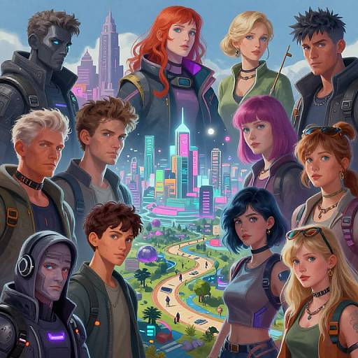 Futuristic Cyberpunk Avatar Collage