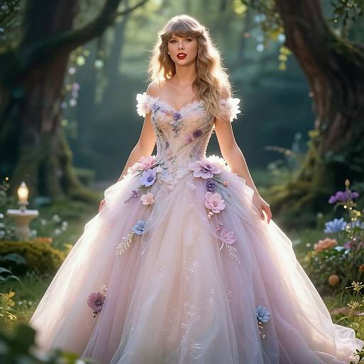 Taylor Swift in Fantasy Floral Gown
