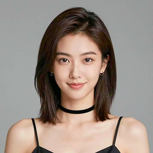 Portrait of Young Woman with Shoulder Length Hair