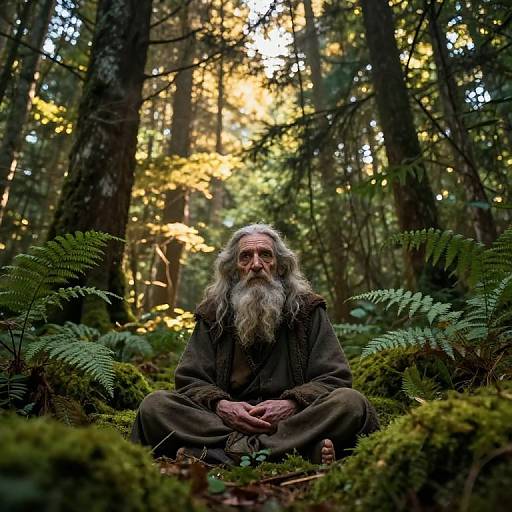 Wise Hermit in Enchanted Forest