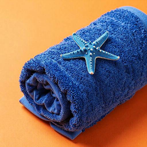Blue Towel with Starfish on Orange