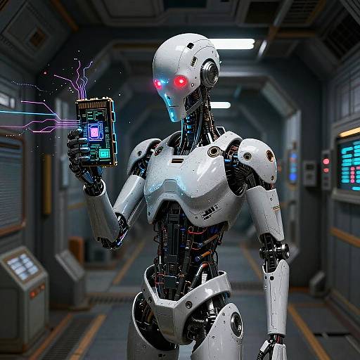 Glitching Android in Dystopian Space Station