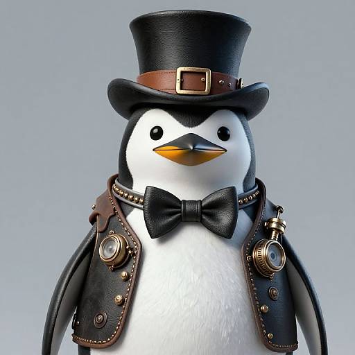 Steampunk Penguin with Top Hat