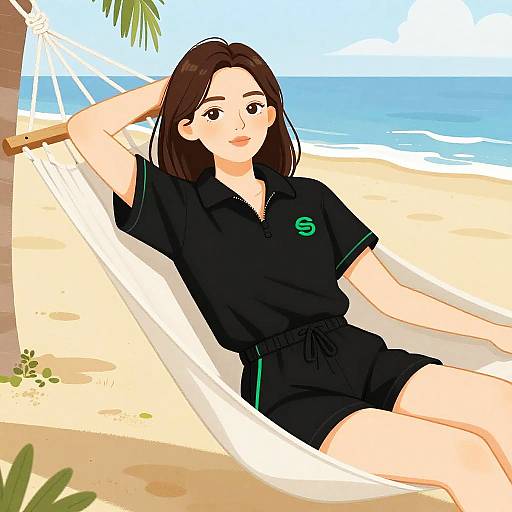 Whimsical Woman in Sporty Romper