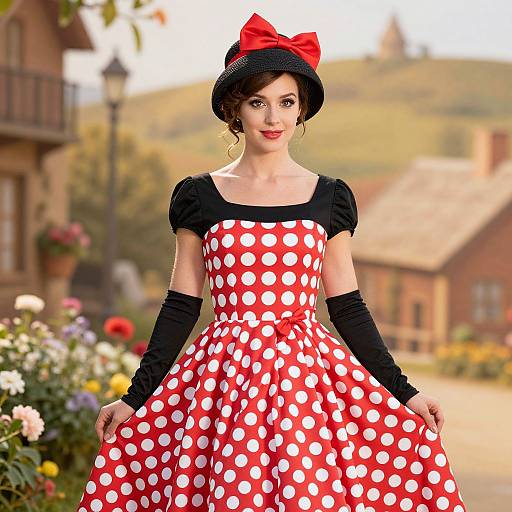 Whimsical Woman in Polka Dot Dress