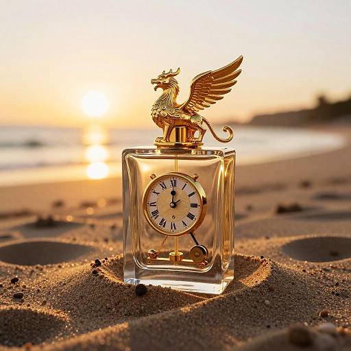 Gilded Clockwork Gryphon Perfume Bottle Close-Up