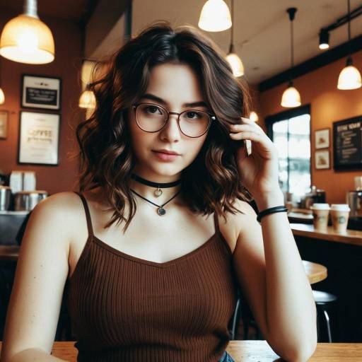 Young woman in glasses at a coffee shop