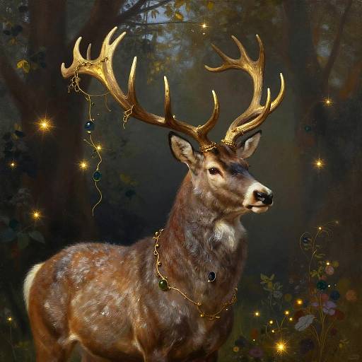 Regal Stag with Golden Antlers