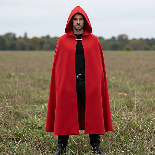 Man in Red Cloak Costume