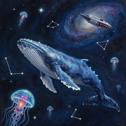 Celestial Whale in Starry Cosmos