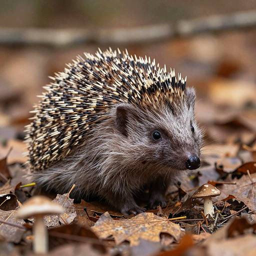 European Hedgehog in Autumn Forest
