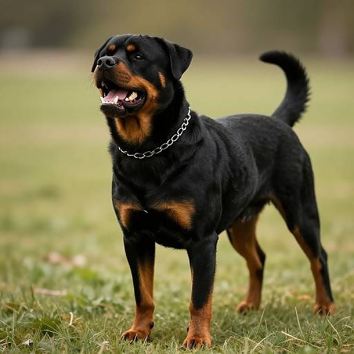 Fierce Growling Black Rottweiler