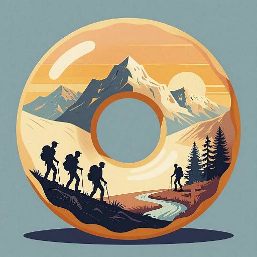 Dalí-Inspired Donut Landscape Silhouette