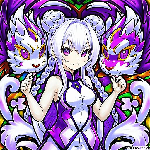 Illustration of Haku (p&d), puzzle & dragons in the style of Nez-box