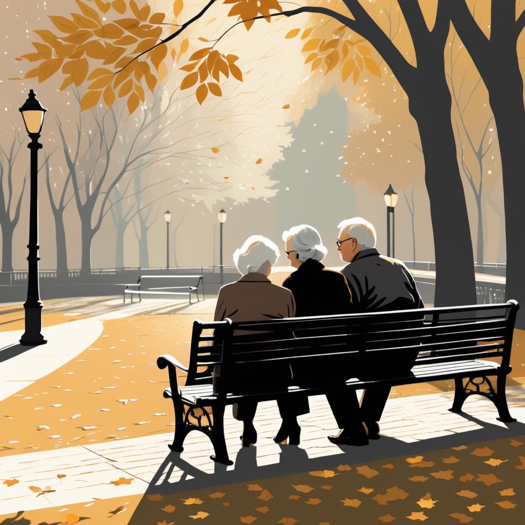 Tender Moments: Elderly Couple in Autumn