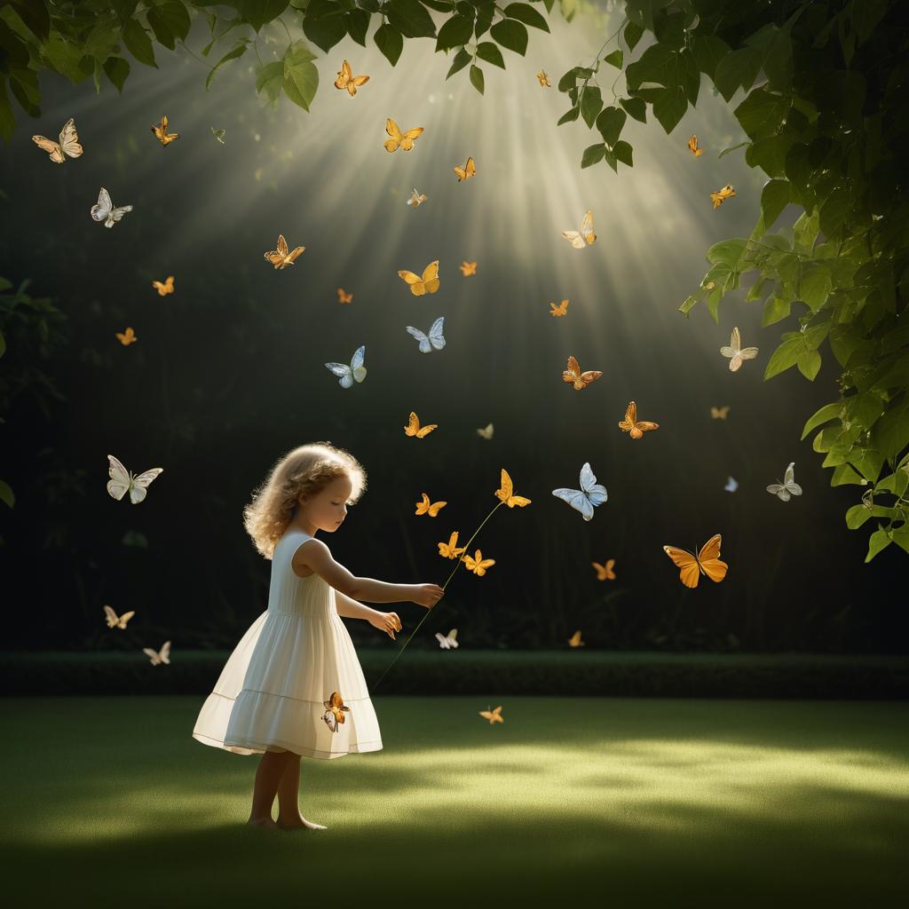 Timeless Serenity: Child and Butterflies