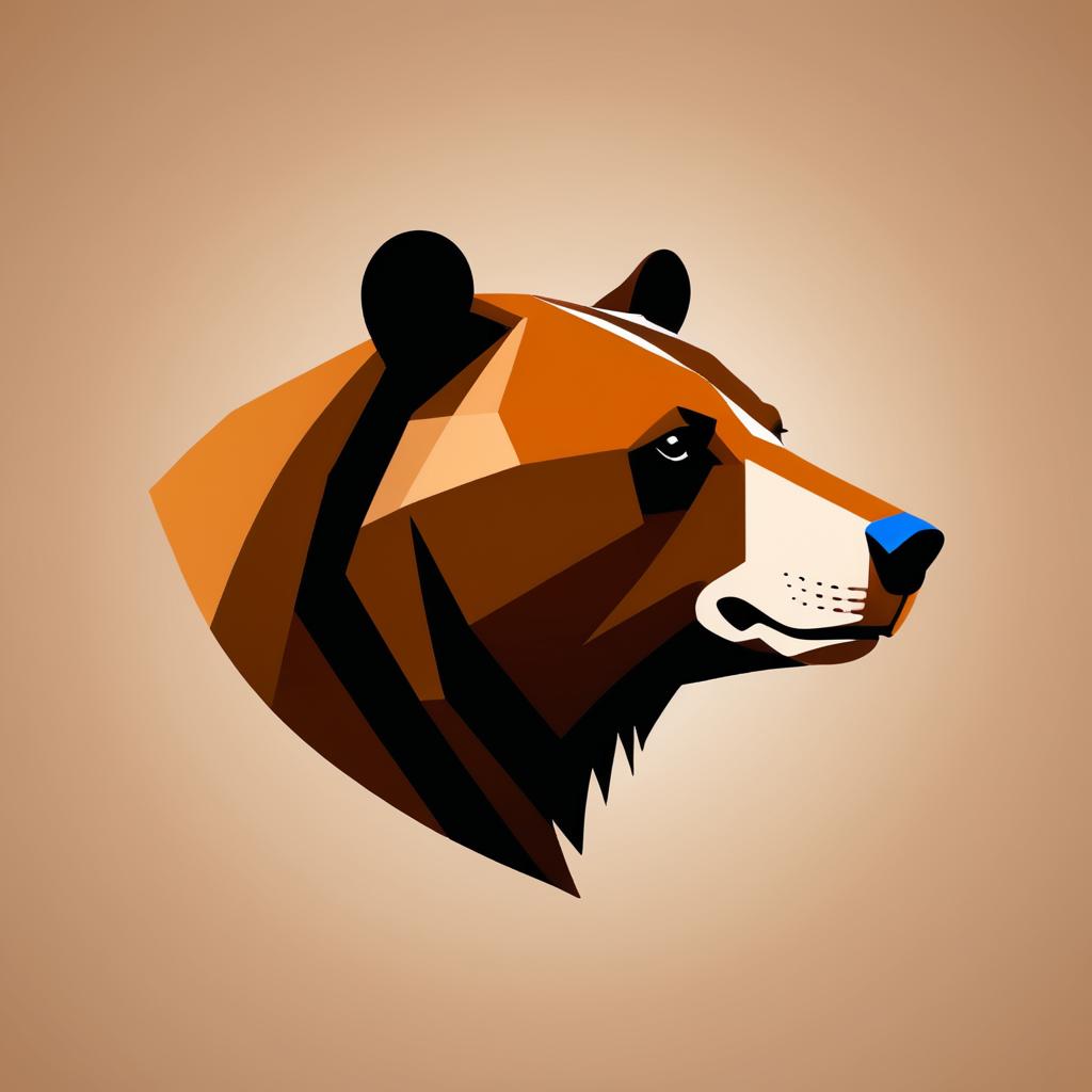 Minimalist Brown Bear Side Portrait Illustration