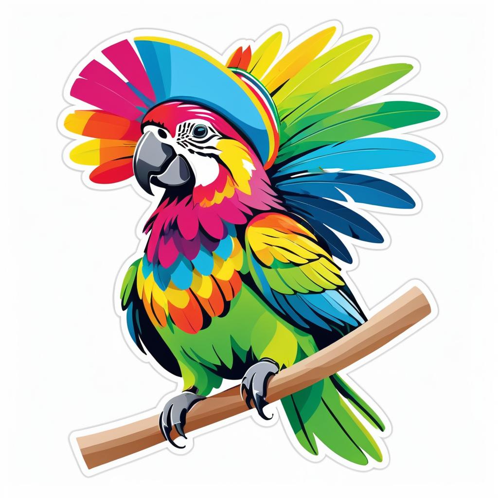 Playful Parrot in a Sombrero Design